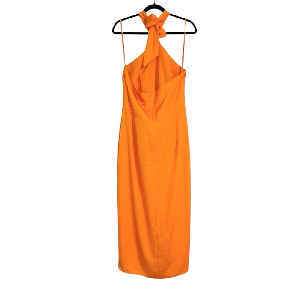 NWT Gianni Bini Addie Halter Orange Midi Dress 12 in Papaya